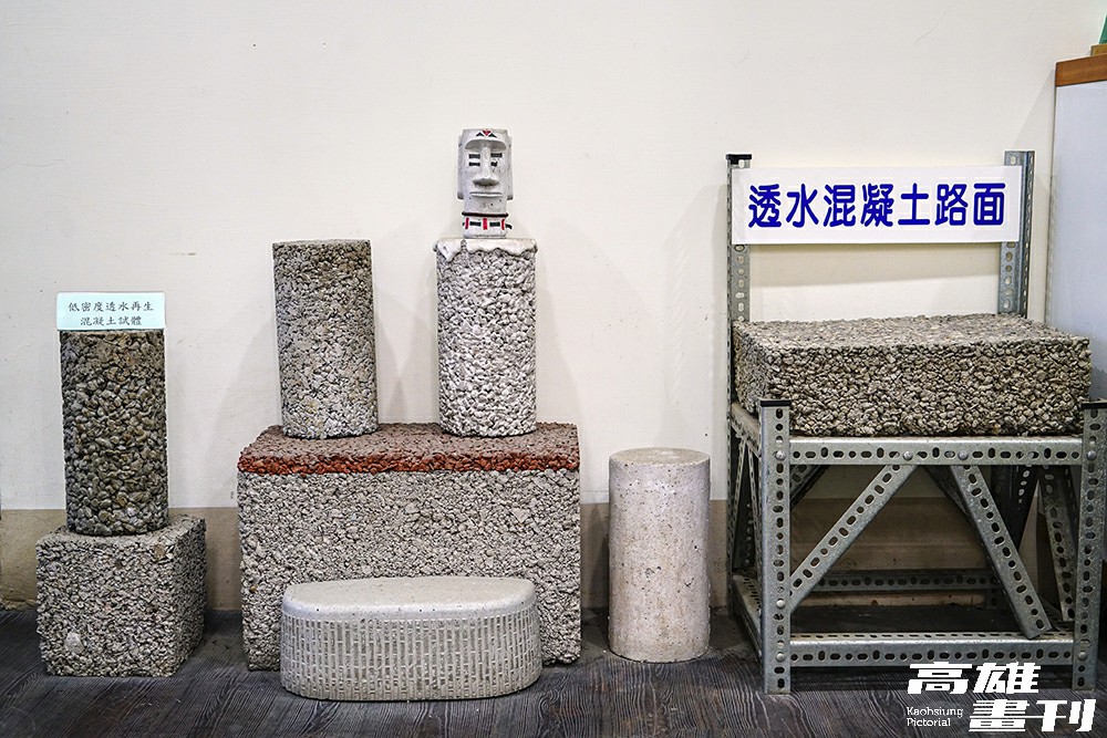 再生粒料廣泛應用於公共工程，如鋪設人行道排水溝、透水混泥土路面等。(攝影/Cindy Lee)