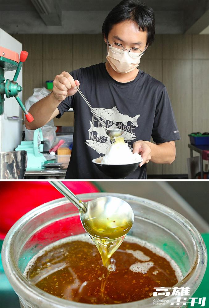 不加任何一滴桂花香精,以大量乾燥桂花熬煮出金黃色桂花蜜,淋在清冰上就很美味。(攝影/Carter) 不加任何一滴桂花香精,以大量乾燥桂花熬煮出金黃色桂花蜜,淋在清冰上就很美味。(攝影/Carter)