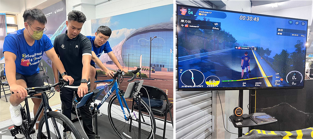 苓雅運動中心與WhiizU Taiwan跨界合作,利用近年火紅的虛擬自行車,推出電競自行車課程,深受民眾好評。(圖片提供/苓雅運動中心) 苓雅運動中心與WhiizU Taiwan跨界合作,利用近年火紅的虛擬自行車,推出電競自行車課程,深受民眾好評。(圖片提供/苓雅運動中心)