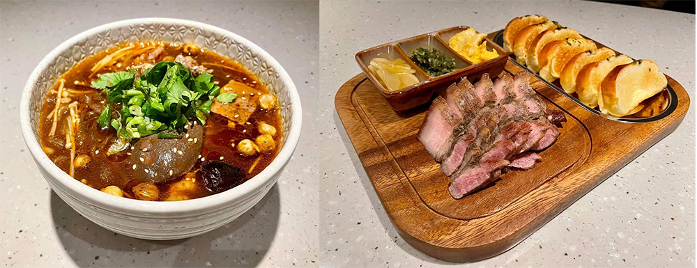灣兜招牌菜：麻辣鴨血豆腐及鹹豬肉麵包盤。(圖片提供/灣兜 The Wan-Daw)