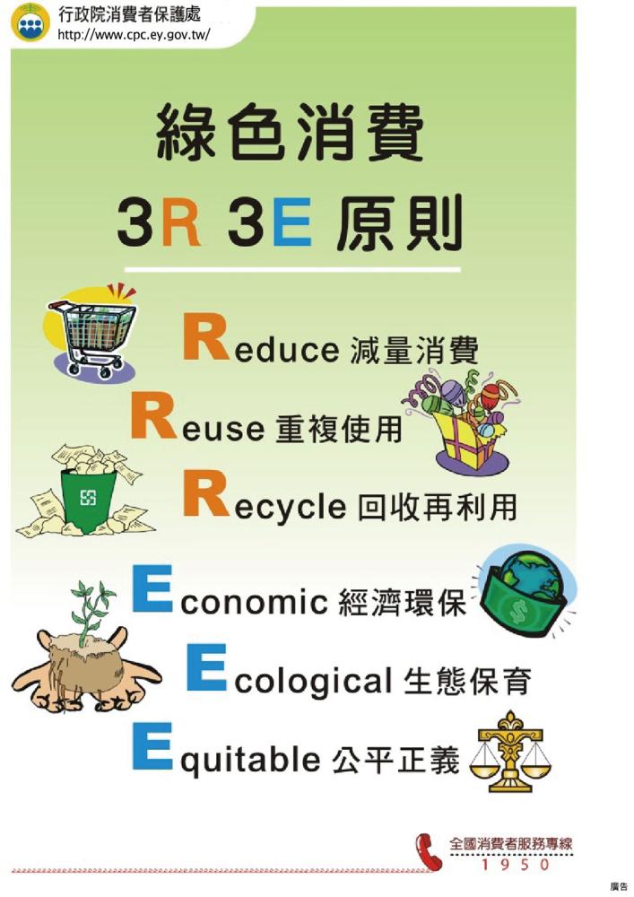 「綠色消費」提供一般大眾友善環境的消費模式,適度消費、優先選擇對環境衝擊較低的綠色產品,有助減少碳排放。(圖片提供/行政院消費者保護處) 「綠色消費」提供一般大眾友善環境的消費模式,適度消費、優先選擇對環境衝擊較低的綠色產品,有助減少碳排放。(圖片提供/行政院消費者保護處)