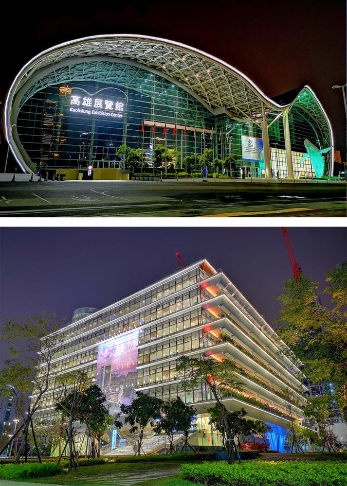 上:高雄展覽館。下:高雄市立圖書館總館。 上:高雄展覽館。下:高雄市立圖書館總館。