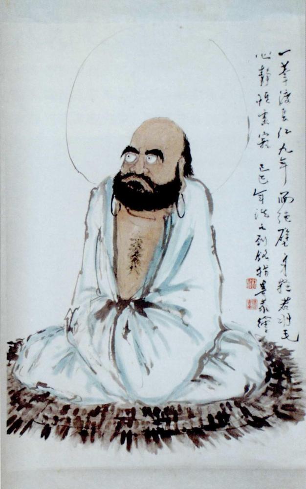 劉銘的指畫「達摩」,是他頗為得意的作品。(圖/郭力睿攝影) 劉銘的指畫「達摩」,是他頗為得意的作品。(圖/郭力睿攝影)