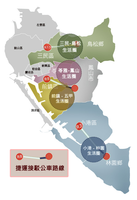 大高雄生活圈示意圖。 大高雄生活圈示意圖。