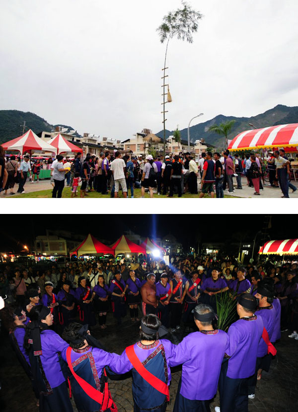 小林夜祭村民會在廣場中央豎立迎接守護神的天梯「立向竹」。(圖/小林重建協會提供) / 2011年的小林夜祭是風災後最完整的夜祭。(圖/鮑忠暉攝) 小林夜祭村民會在廣場中央豎立迎接守護神的天梯「立向竹」。(圖/小林重建協會提供) / 2011年的小林夜祭是風災後最完整的夜祭。(圖/鮑忠暉攝)