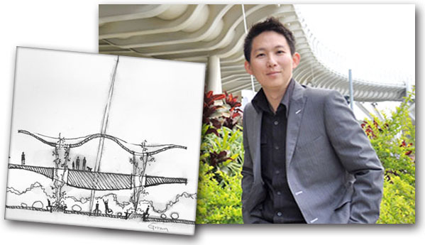 王煦中認為公共建築就像城市中的大家具。（圖∕徐世雄 攝‧居夏設計 草圖提供）