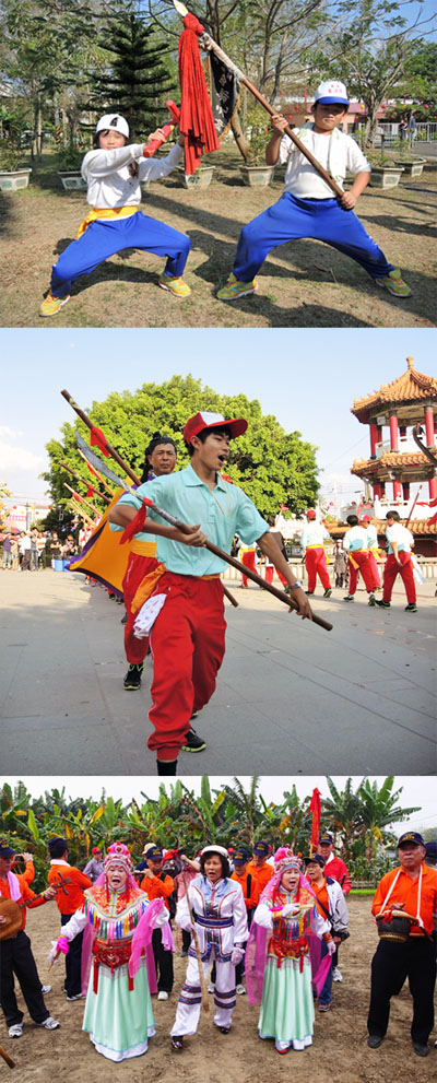 內門各文武庄頭陣在遶境前勤加練習,祈求在觀音佛祖駕前有好表現。(圖∕張簡英豪‧徐世雄 攝) 內門各文武庄頭陣在遶境前勤加練習,祈求在觀音佛祖駕前有好表現。(圖∕張簡英豪‧徐世雄 攝)