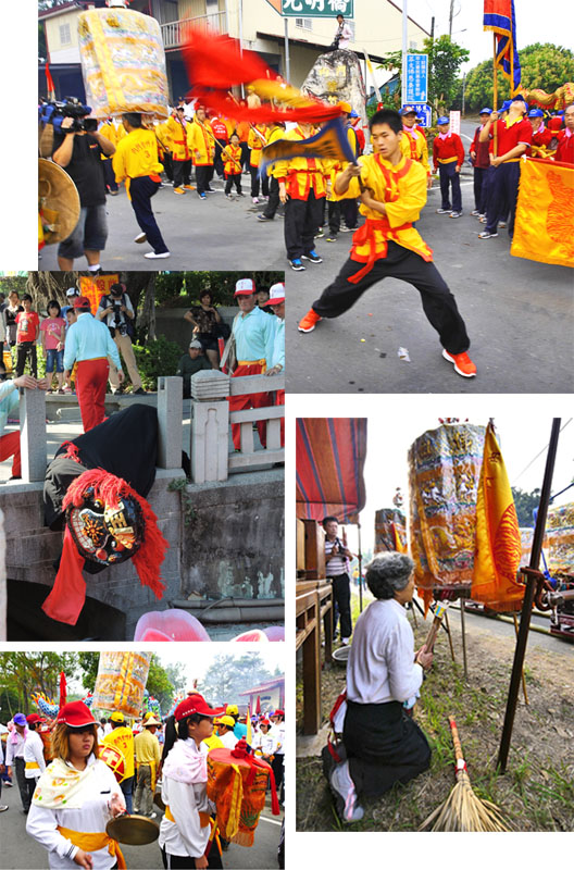 內門各文武庄頭陣賣力演出,觀音佛祖信眾虔誠膜拜。(圖∕張簡英豪‧徐世雄 攝) 內門各文武庄頭陣賣力演出,觀音佛祖信眾虔誠膜拜。(圖∕張簡英豪‧徐世雄 攝)