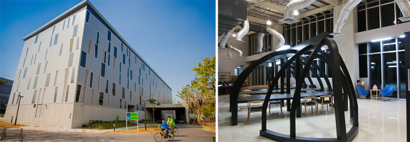 草衙分館工業廠房式外觀與內部空間中裸露的通風口,展現前衛設計風格。(圖∕高志宏 攝˙張筧 攝) 草衙分館工業廠房式外觀與內部空間中裸露的通風口,展現前衛設計風格。(圖∕高志宏 攝˙張筧 攝)