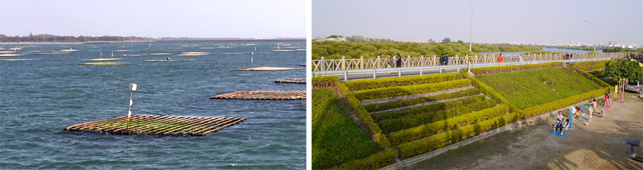 海上蚵棚與安平美景等都含括在藍色公路之旅的美麗景緻裡。(圖∕李昀諭 攝) 海上蚵棚與安平美景等都含括在藍色公路之旅的美麗景緻裡。(圖∕李昀諭 攝)