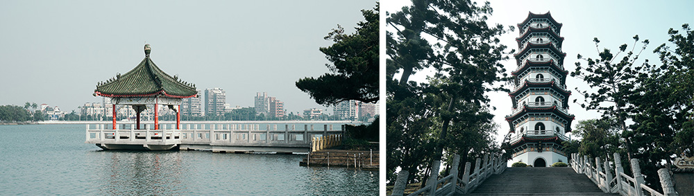 左:思源亭。右:中興塔。(郭宸志‧攝影) 左:思源亭。右:中興塔。(郭宸志‧攝影)