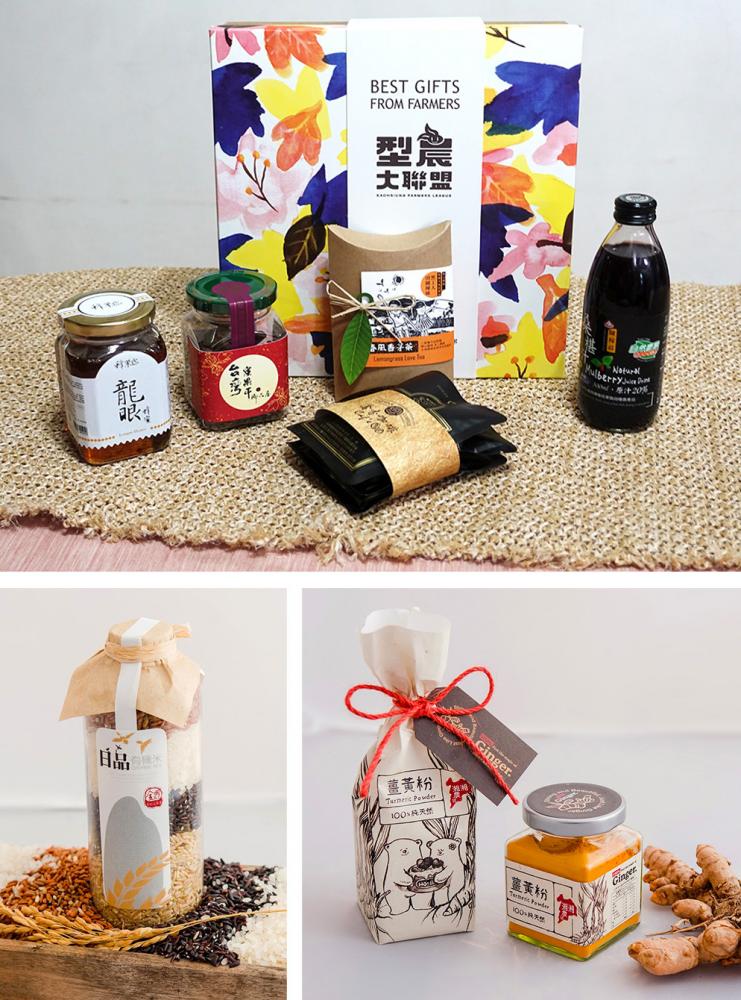 「型農大聯盟禮盒」結合多種高雄在地農產品。(上:攝影/quava,下:圖片提供/高雄市政府農業局) 「型農大聯盟禮盒」結合多種高雄在地農產品。(上:攝影/quava,下:圖片提供/高雄市政府農業局)