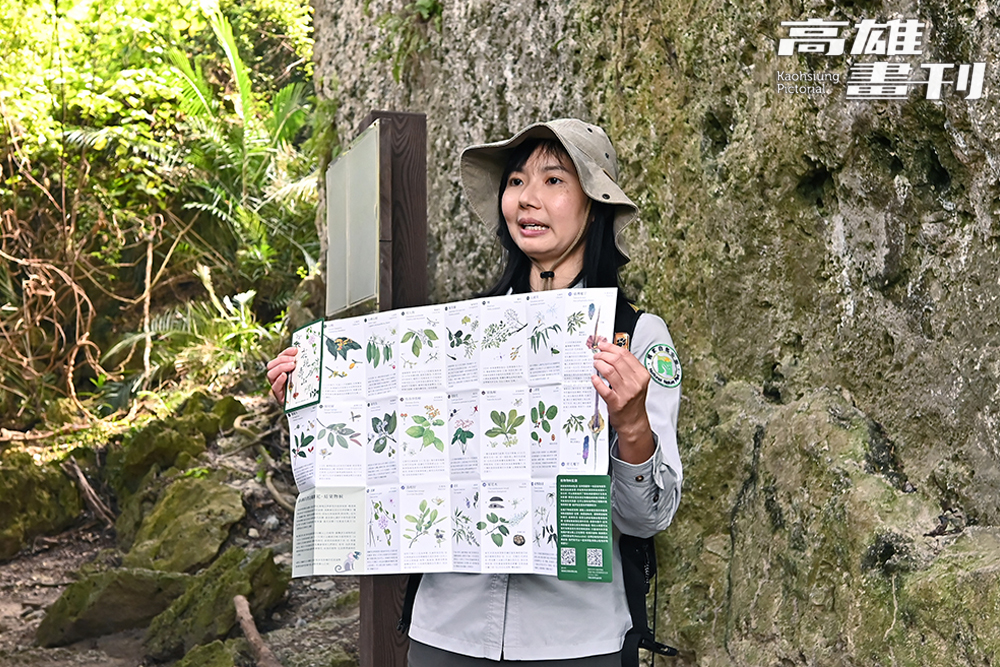 國家自然公園管理處技正黃雅婷表示,壽山國家自然公園網站提供摺頁下載,遊客可對照地圖規劃路線,輕鬆探索半屏山的自然秘境。(攝影/Carter) 國家自然公園管理處技正黃雅婷表示,壽山國家自然公園網站提供摺頁下載,遊客可對照地圖規劃路線,輕鬆探索半屏山的自然秘境。(攝影/Carter)