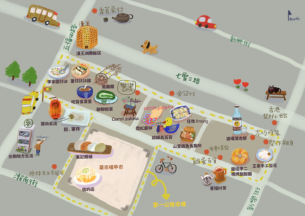 鹽埕散步地圖。(繪圖:614) 鹽埕散步地圖。(繪圖:614)