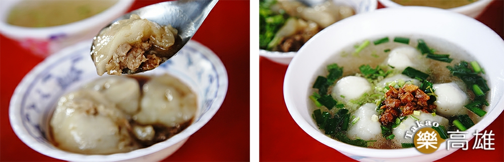 大社三角窗肉圓淋上特製醬油滷汁,是在地人從小吃到大的老味道。鹹湯圓加上自製的油蔥酥,湯頭更添香氣。(攝影/曾信耀) 大社三角窗肉圓淋上特製醬油滷汁,是在地人從小吃到大的老味道。鹹湯圓加上自製的油蔥酥,湯頭更添香氣。(攝影/曾信耀)