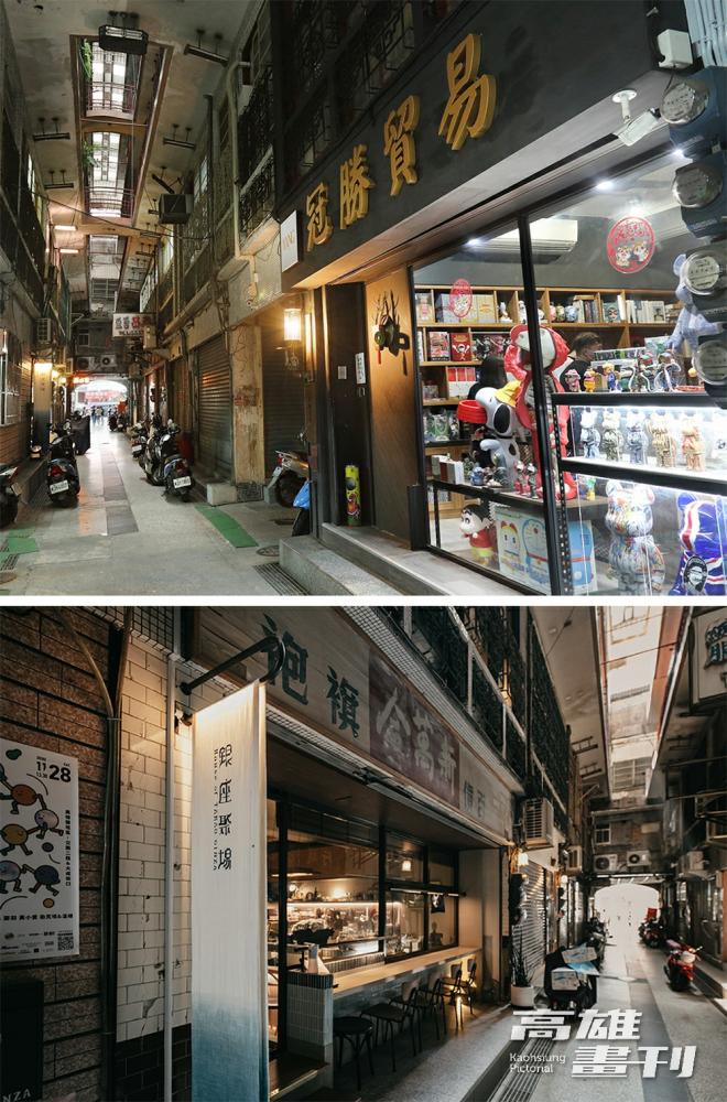 高雄銀座商店街始建於日治時期,戰後賣店改為「半樓仔」式建築,一樓作為店面,二樓以上為居住空間,保有往昔鹽埕商場的樣貌。(攝影/Carter) 高雄銀座商店街始建於日治時期,戰後賣店改為「半樓仔」式建築,一樓作為店面,二樓以上為居住空間,保有往昔鹽埕商場的樣貌。(攝影/Carter)