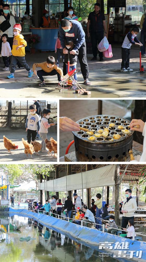 農春鎮生態教育農場有釣魚、餵食小動物、水火箭發射、香煎小雞蛋多項趣味體驗活動。(攝影/Carter)