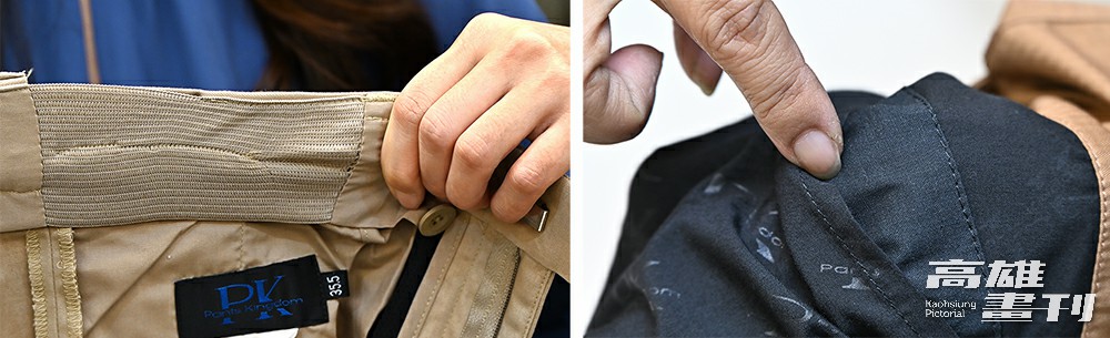 PK褲子大王獨家專利商品「會呼吸的褲子」與「抗磁波智慧功能褲」,產品注重功能設計符合人體工學。(攝影/Carter) PK褲子大王獨家專利商品「會呼吸的褲子」與「抗磁波智慧功能褲」,產品注重功能設計符合人體工學。(攝影/Carter)