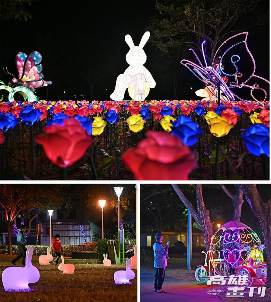 「2023點亮LINYUAN迎新年-歡樂捷運幸福城」燈會的兔子燈飾富有幻想童趣。(攝影/Carter)